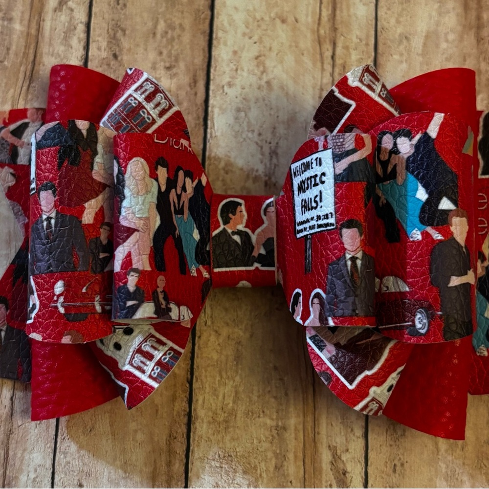 The vampire diaries Red Patterned Kids Hair Bow